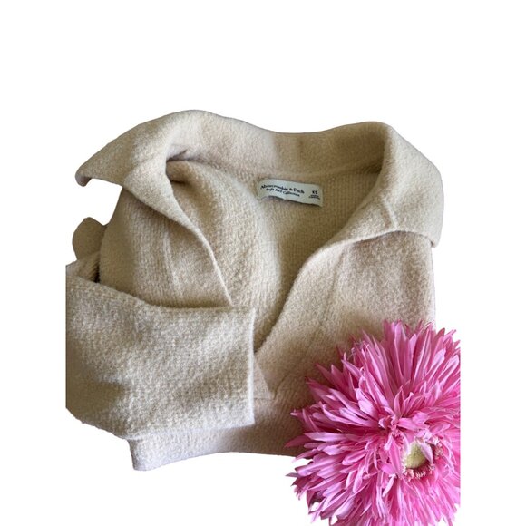 Abercrombie & Fitch Soft A&F Collection Semi Cropped XS Beige Collared Sweater - Picture 14 of 15